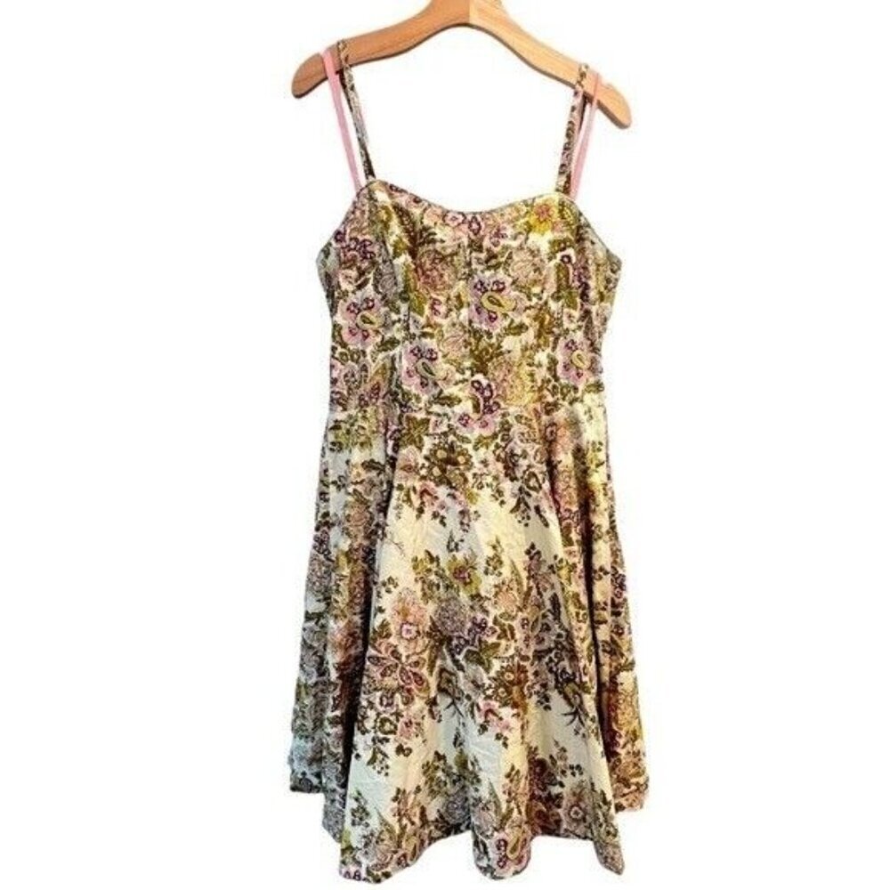ANTHROPOLOGIE Elevenses Floral Sequin Swing Dress Size 14 - Picture 5 of 10